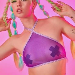 J Valentine Pyramid Coated Mesh Halter Top