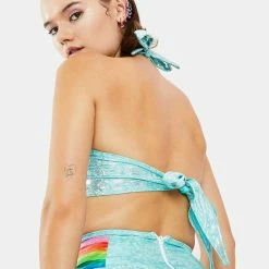 J Valentine Rainbow And Clouds Halter Top
