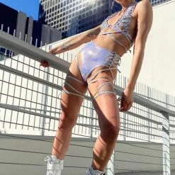 J Valentine Lace Up Harness Triangle Top