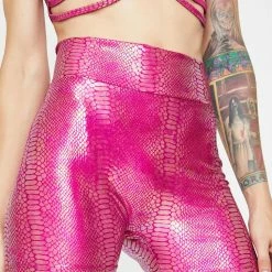 J Valentine Bottoms Berry Python Biker Shorts