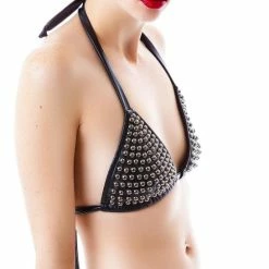 J Valentine Calling Danger Studded Faux Leather Bikini